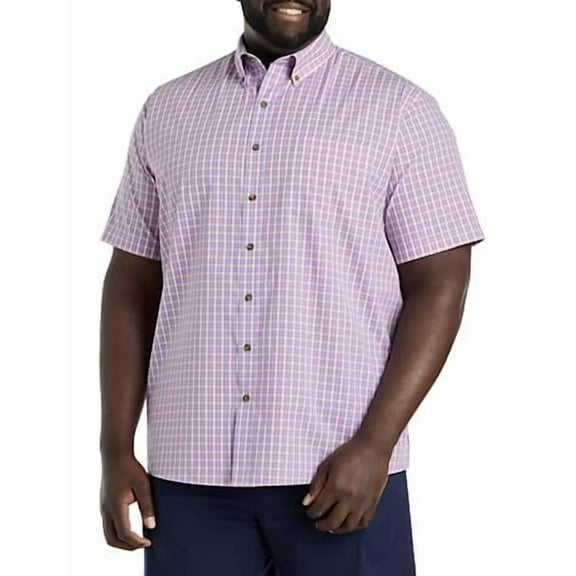 Easy-Care Small Plaid Sport Shirt Blue Pink 4XL