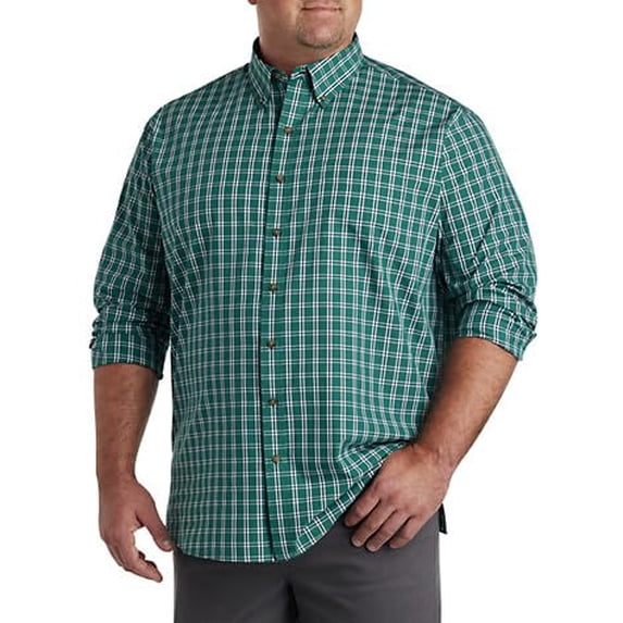 Easy-Care Small Plaid Sport Shirt Green 5XL
