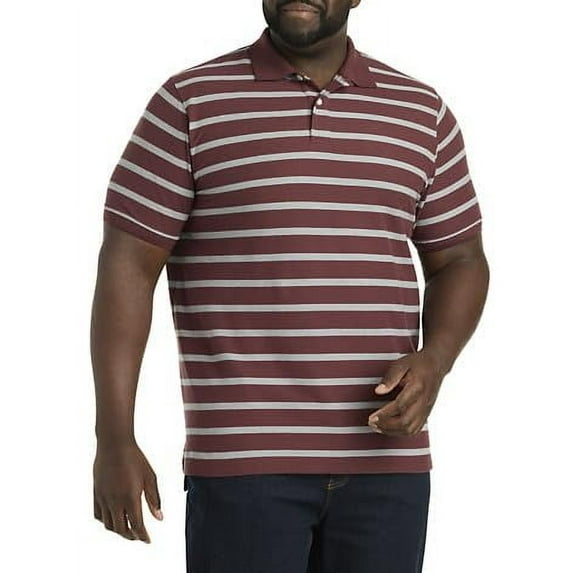 Heather Medium Stripe Polo Shirt Red Multi 2XLT