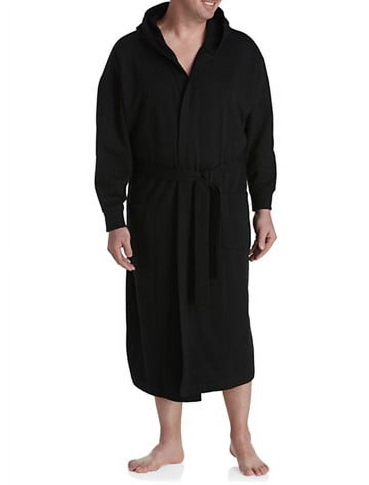 Harbor Bay by DXL Men's Big and Tall Hooded Sweatshirt Robe, Black