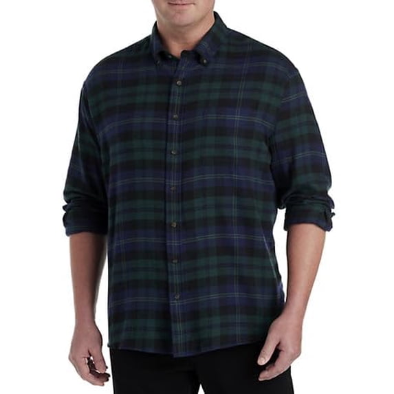 Large Plaid Flannel Sport Shirt Black Blue 2XL
