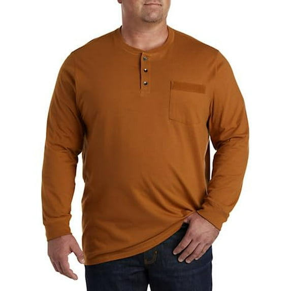 Long-Sleeve Jersey Henley Shirt Glazed Ginger 4XLT
