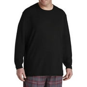 Harbor Bay by DXL Men's Big and Tall Long-Sleeve Waffle-Knit Crewneck Tee Shirt, Black, 5XL