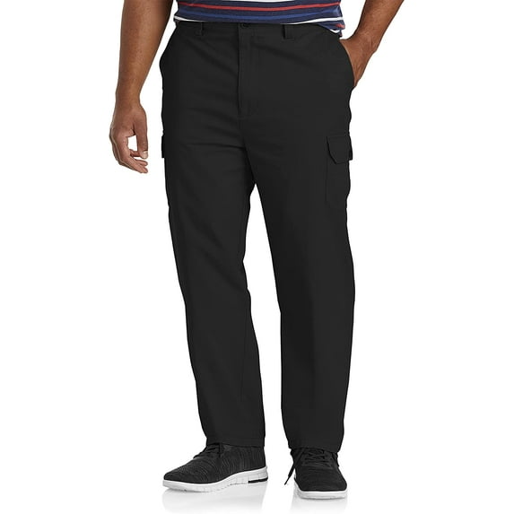 Harbor Bay by DXL Men's Big and Tall Continuous Comfort Cargo Pants, Black, 42W x 30L