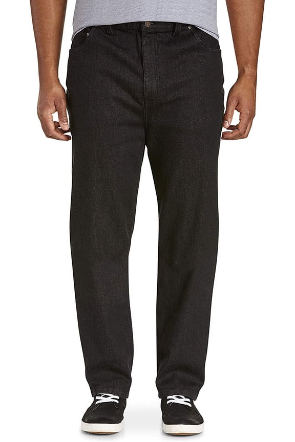 by DXL Men's Big and Tall Continuous Comfort Stretch Jeans, Black, 56W X 28L