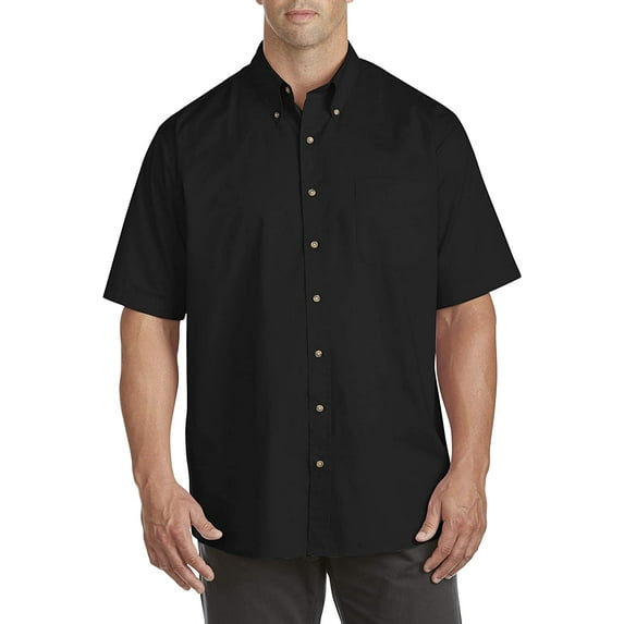 Harbor Bay by DXL Men's Big and Tall Easy-Care Solid Short Sleeve Sport Shirt, Pickled Beet Heather, 5XLTALL
