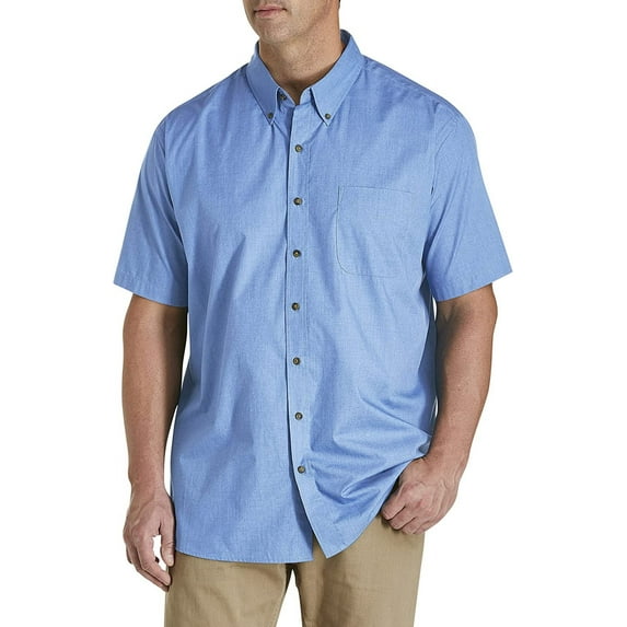 Harbor Bay by DXL Men's Big and Tall Men's Big and Tall Easy-Care Solid Short Sleeve Sport Shirt, Silver Lake Blue, 6XL