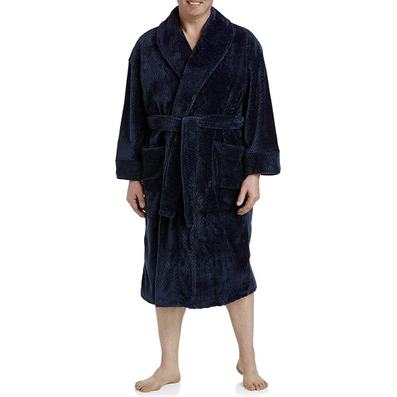 Harbor Bay by DXL Men's Big and Tall Fleece Robe, Navy, 3XL/4XL