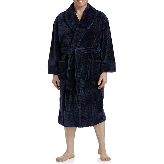 Harbor Bay by DXL Men's Big and Tall Fleece Robe, Navy, 5XL/6XL