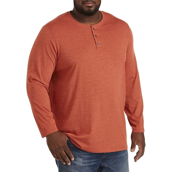 Harbor Bay by DXL Men's Big and Tall Men's Big and Tall Long Sleeve Henley Shirt, Pumpkin Pie Heather, 2XL Pumpkin Pie Hthr
