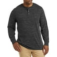 thumbnail image 1 of Harbor Bay by DXL Men's Big and Tall Long-Sleeve Slub Henley Shirt, Phantom Space Dye, 2XL, 1 of 7
