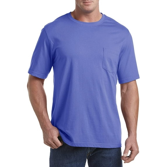 Harbor Bay by DXL Men's Big and Tall Men's Big and Tall Moisture-Wicking Pocket T-Shirt, Amparo Blue, 1XLTALL