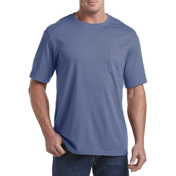 Harbor Bay by DXL Men's Big and Tall Men's Big and Tall Moisture-Wicking Pocket T-Shirt, Bijou Blue, 6XLTALL