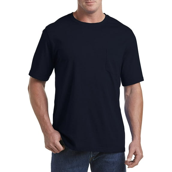 Harbor Bay by DXL Men's Big and Tall Moisture-Wicking Pocket T-Shirt, Navy, 1XL