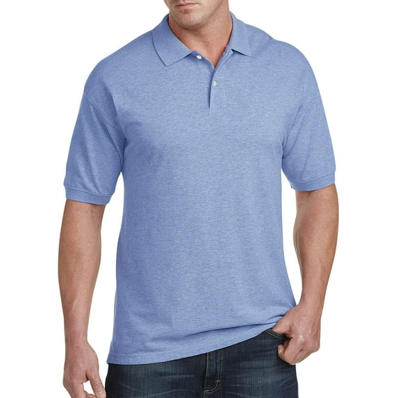 Harbor Bay by DXL Men's Big and Tall Piqu� Polo Shirt, Blue Yonder Heather, 5XLTALL