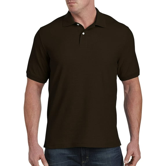 Harbor Bay by DXL Men's Big and Tall Piqu� Polo Shirt, Dark Brown, 2XLTALL