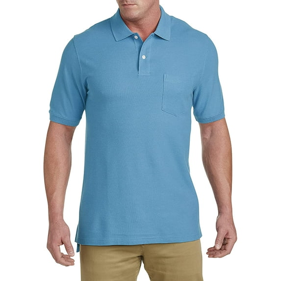 Harbor Bay by DXL Men's Big and Tall Pocket Piqu� Polo Shirt, Blue Jay, 1XLTALL