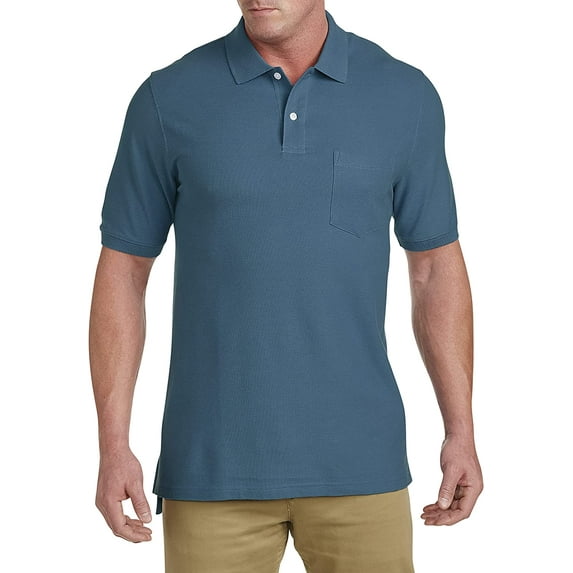 Harbor Bay by DXL Men's Big and Tall Men's Big and Tall Pocket Piqu� Polo Shirt, Mallard Blue, 7XL