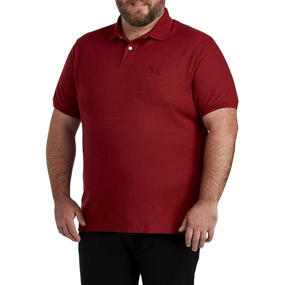 Harbor Bay by DXL Men's Big and Tall Men's Big and Tall Pocket Piqu� Polo Shirt, Red Pear Heather, 3XLTALL Red Pear Hthr