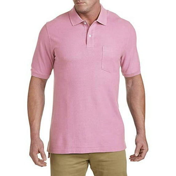 Harbor Bay by DXL Men's Big and Tall Men's Big and Tall Pocket Piqu� Polo Shirt, Sea Pink, 6XLTALL 6XT