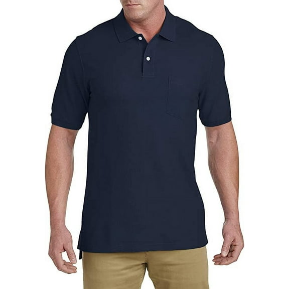 Harbor Bay by DXL Men's Big and Tall Pocket Pique Polo Shirt, Navy, 7XLTALL