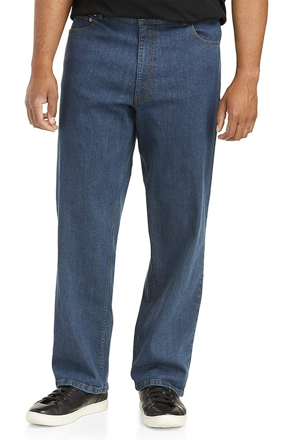 by DXL Men's Big and Tall Relaxed Fit Stretch Jeans, Basic Blue Wash, 48W X 32L