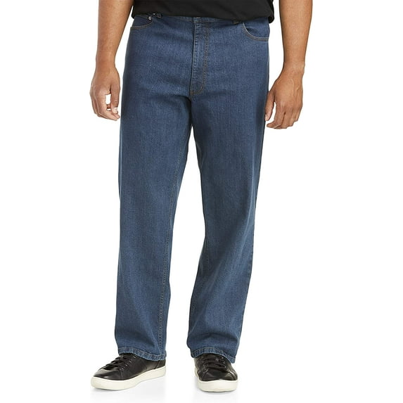 Harbor Bay by DXL Men's Big and Tall Relaxed Fit Stretch Jeans, Basic Blue Wash, 52W X 30L