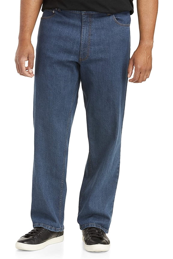 by DXL Men's Big and Tall Relaxed Fit Stretch Jeans, Basic Blue Wash, 54W X 30L