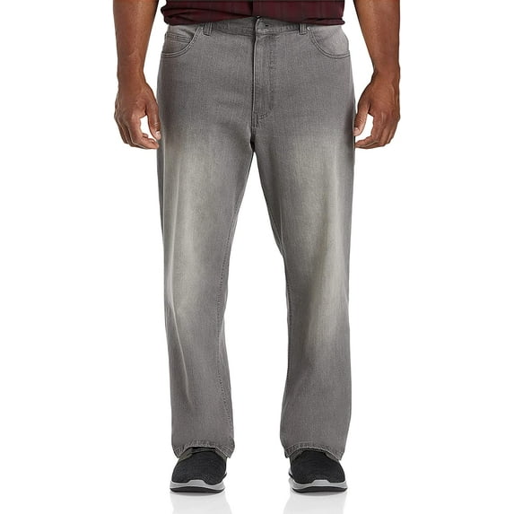 Harbor Bay by DXL Men's Big and Tall Men's Big and Tall Relaxed Fit Stretch Jeans, Grey Wash, 54W x 28L 54 x 28