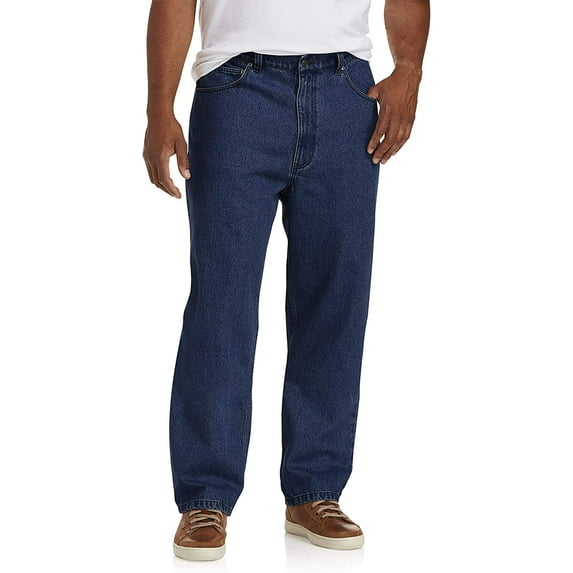 Harbor Bay by DXL Men's Big and Tall Rugged Loose-Fit Jeans, Dark Wash, 44W X 30L