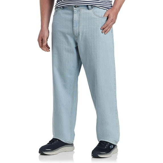Harbor Bay by DXL Men's Big and Tall Rugged Loose-Fit Jeans, Light Wash, 48W x 28L
