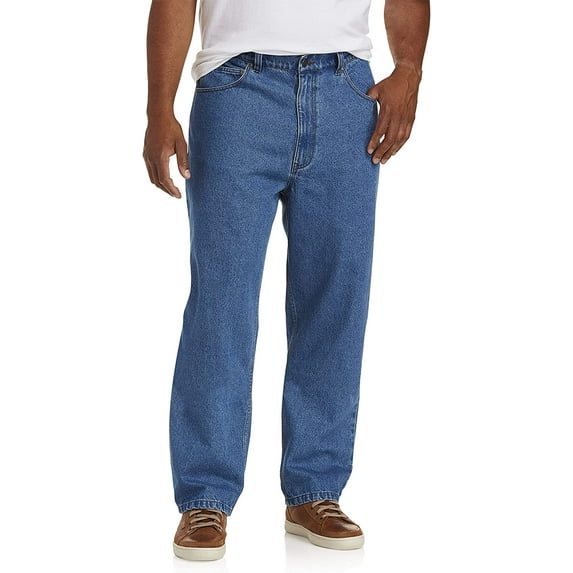 Harbor Bay by DXL Men's Big and Tall Rugged Loose-Fit Jeans, Medium Wash, 52W X 30L