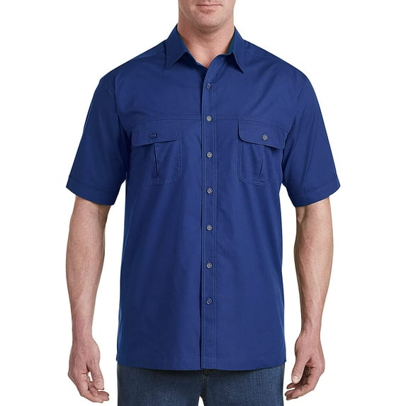 Harbor Bay by DXL Men's Big and Tall Men's Big and Tall Short-Sleeve Co-Pilot Sport Shirt, Sodalite Blue, 3XLTALL
