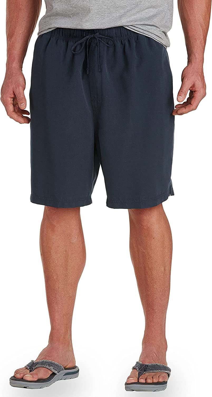 Harbor Bay By DXL Men's Big & Tall Continuous Comfort Pants - Peacoat Navy | Loose Fit, Elastic Waistband, Flat-Front (Size X)