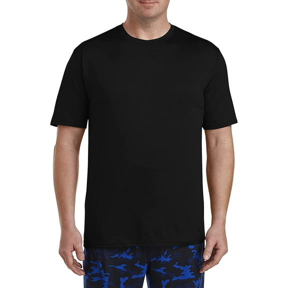 Harbor Bay by DXL Men's Big and Tall Tech Stretch Crewneck T-Shirt, Black, 6XLTALL