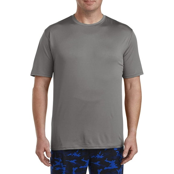 Harbor Bay by DXL Men's Big and Tall Tech Stretch Crewneck T-Shirt, Grey Pinstripe, 4XL
