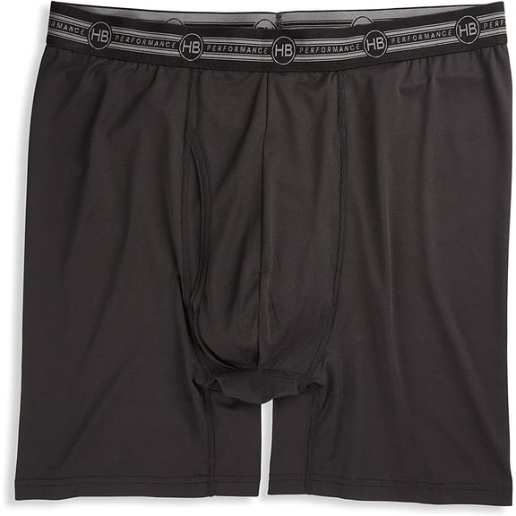 Harbor Bay by DXL Men's Big and Tall Tech Stretch Solid Boxer Briefs, Black, 6XL, Each