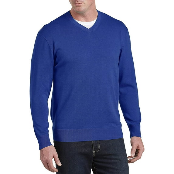 Harbor Bay by DXL Men's Big and Tall V-Neck Pullover Sweater, Allure Blue, 1XL