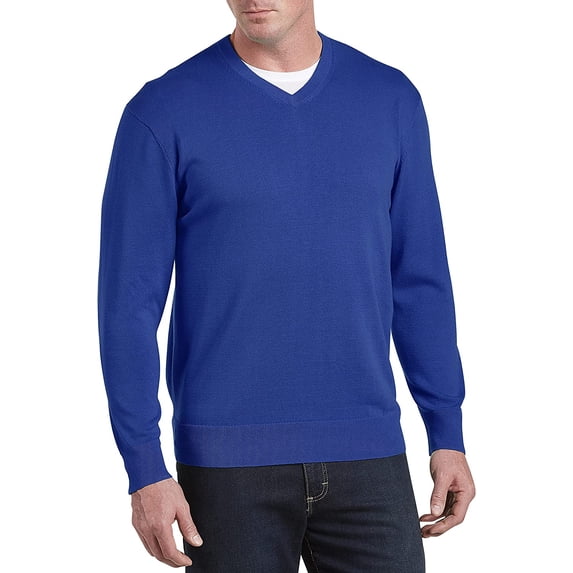 Harbor Bay by DXL Men's Big and Tall V-Neck Pullover Sweater, Allure Blue, 1XL