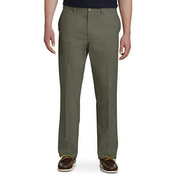 Harbor Bay by DXL Men's Big and Tall Waist-Relaxer Pants, Olive, 64W X 30L