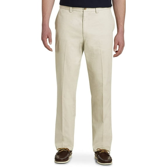 Harbor Bay by DXL Men's Big and Tall Waist-Relaxer Pants, Stone, 66W x 30L