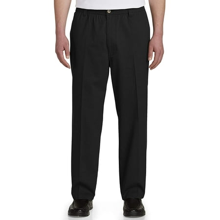 Harbor Bay by DXL Men's Big and Tall Men's Big and Tall Waist-Relaxer Pleated Twill Pants, Black, 42 Regular/30 Inseam 42 x 30