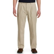 Harbor Bay by DXL Men's Big and Tall Men's Big and Tall Waist-Relaxer Pleated Twill Pants, Khaki, 44 Long/34 Inseam 44 x 34
