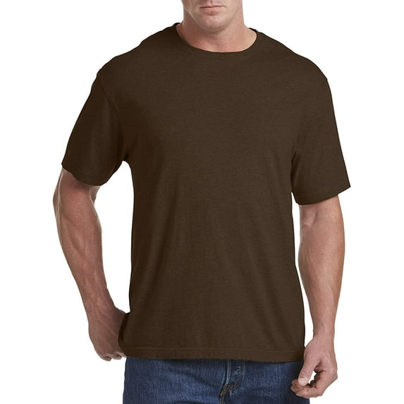 Harbor Bay by DXL Men's Big and Tall Wicking Jersey No-Pocket Tee Shirt, Brown Heather, 8XL