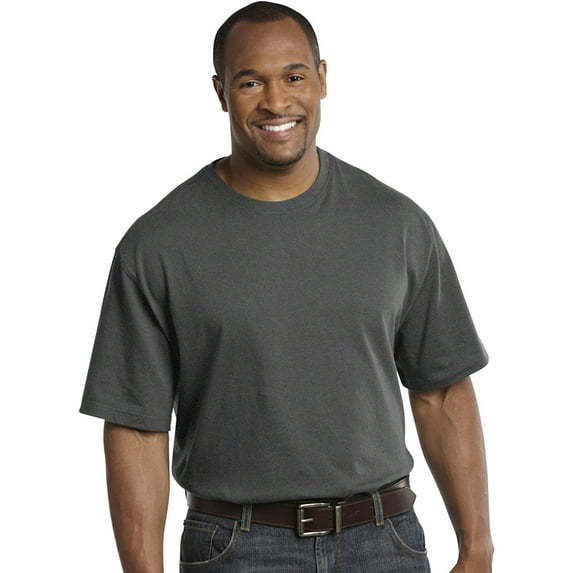 Harbor Bay by DXL Men's Big and Tall Wicking Jersey No-Pocket Tee Shirt, Granite Heather, 3XL