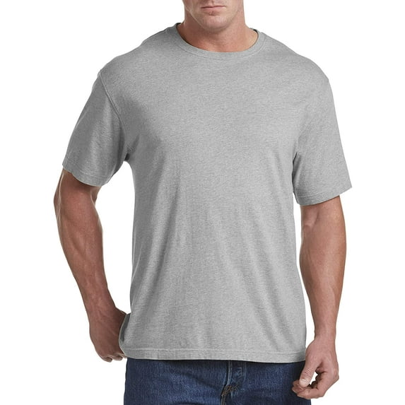 Harbor Bay by DXL Men's Big and Tall Wicking Jersey No-Pocket Tee Shirt, Grey Heather, 6XL