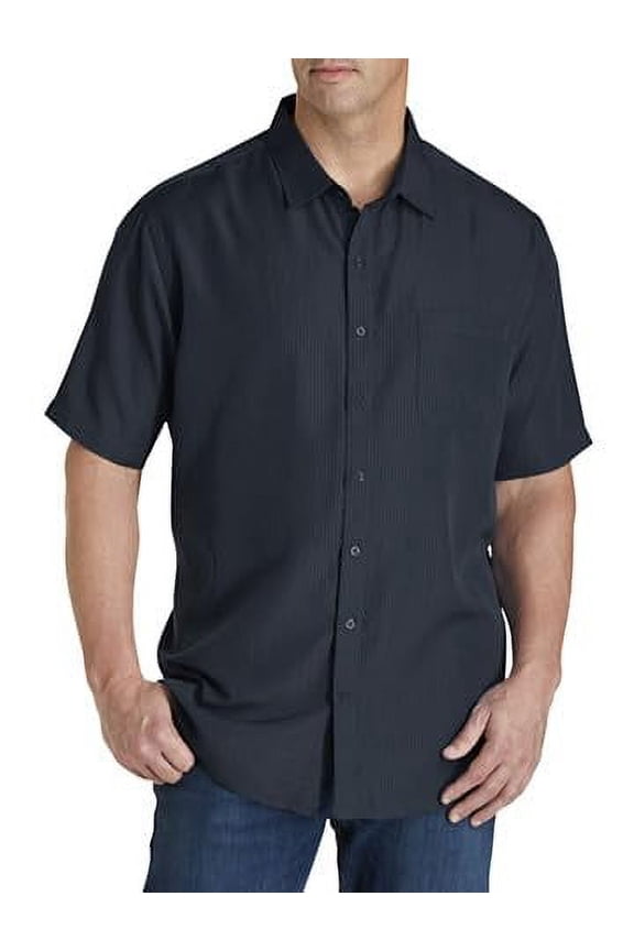 Microfiber Comfort Grid Sport Shirt Navy 6XLT