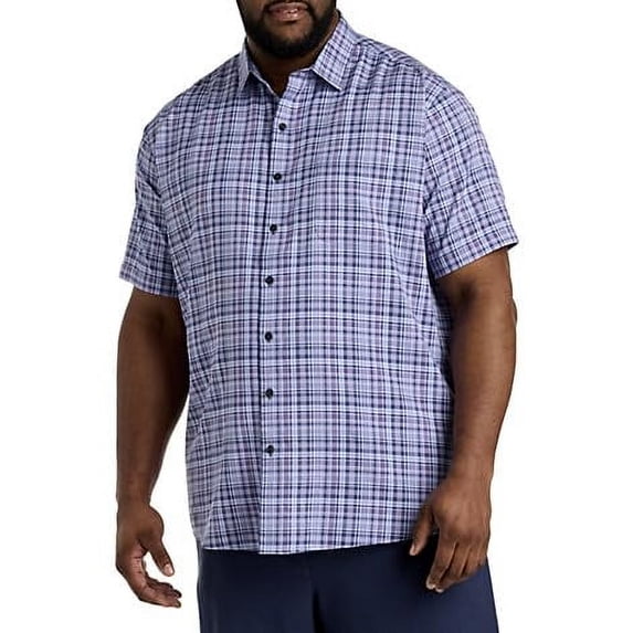 Microfiber Medium Plaid Sport Shirt Purple Blue 7XL
