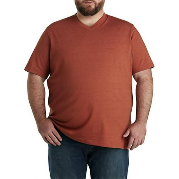 sweat resistant Jersey V-Neck T-Shirt Burnt Pumpkin Hthr 2XLT