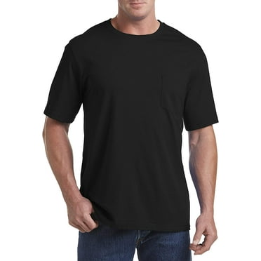 Harbor Bay by DXL Men's Big and Tall Moisture-Wicking Pocket T-Shirt Black 5XLT